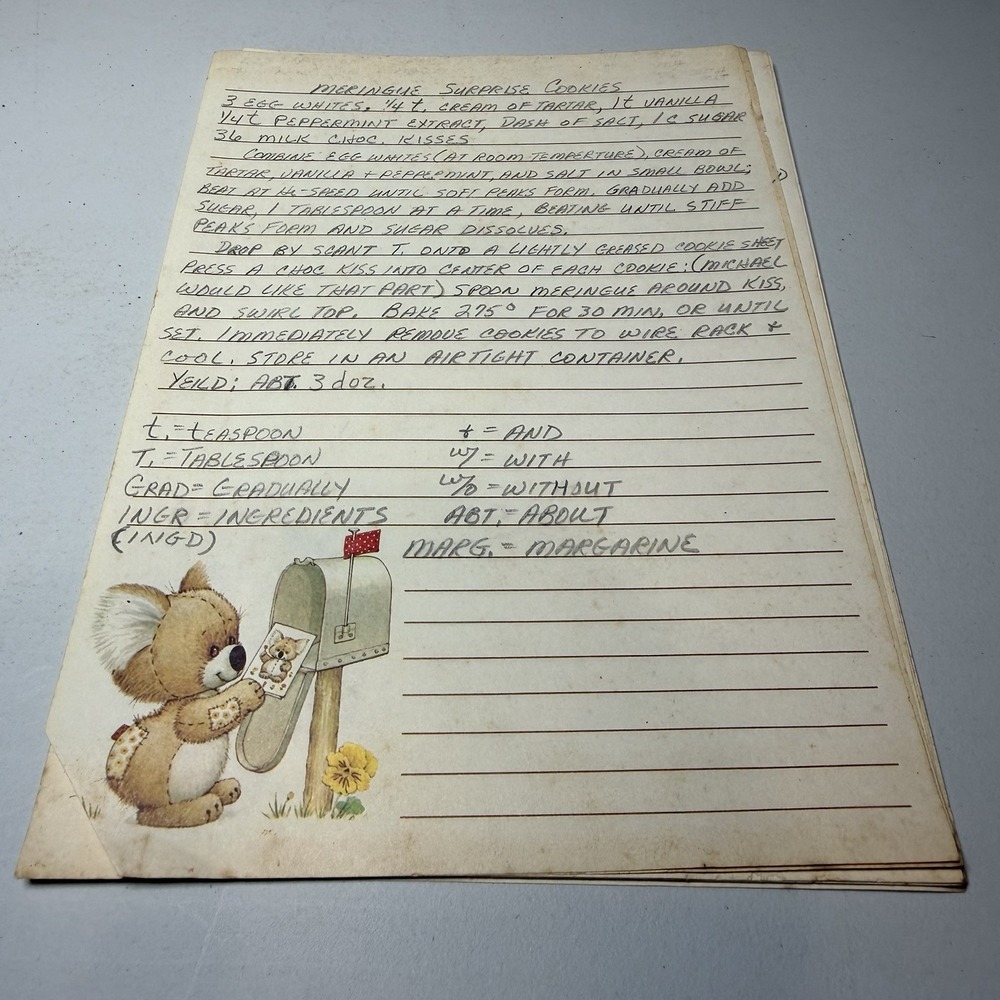 Vintage 80s 90s Grandma's Family‎ Recipe Box 20 Handwritten Cards Written